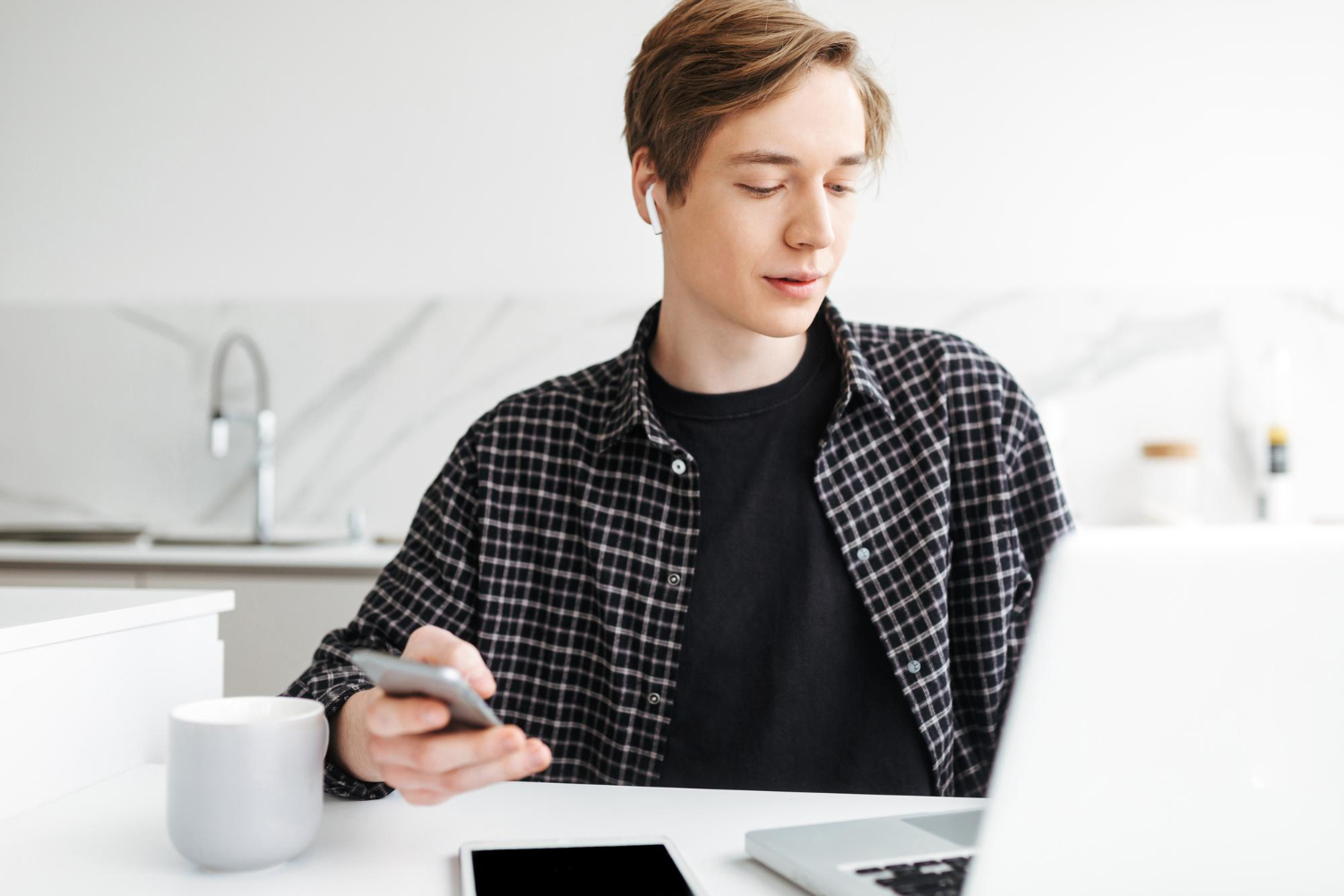 Young man on computer